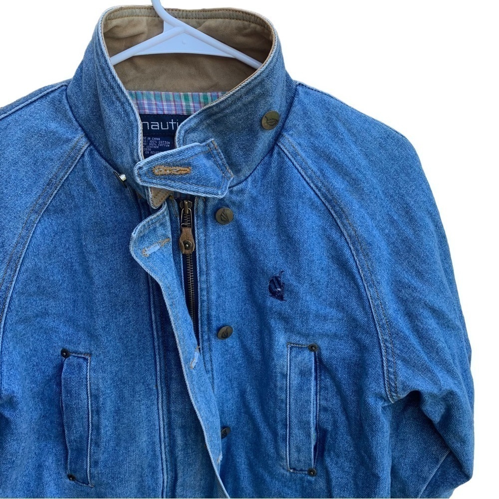 Vintage Nautica Women’s Blue Jean Denim Coat Plaid Liner Small - Picture 2 of 10